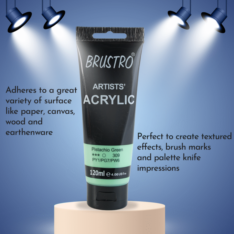 BRUSTRO Artists Acrylic 120ml Pistachio Green (Pastel Tone) - Image 2