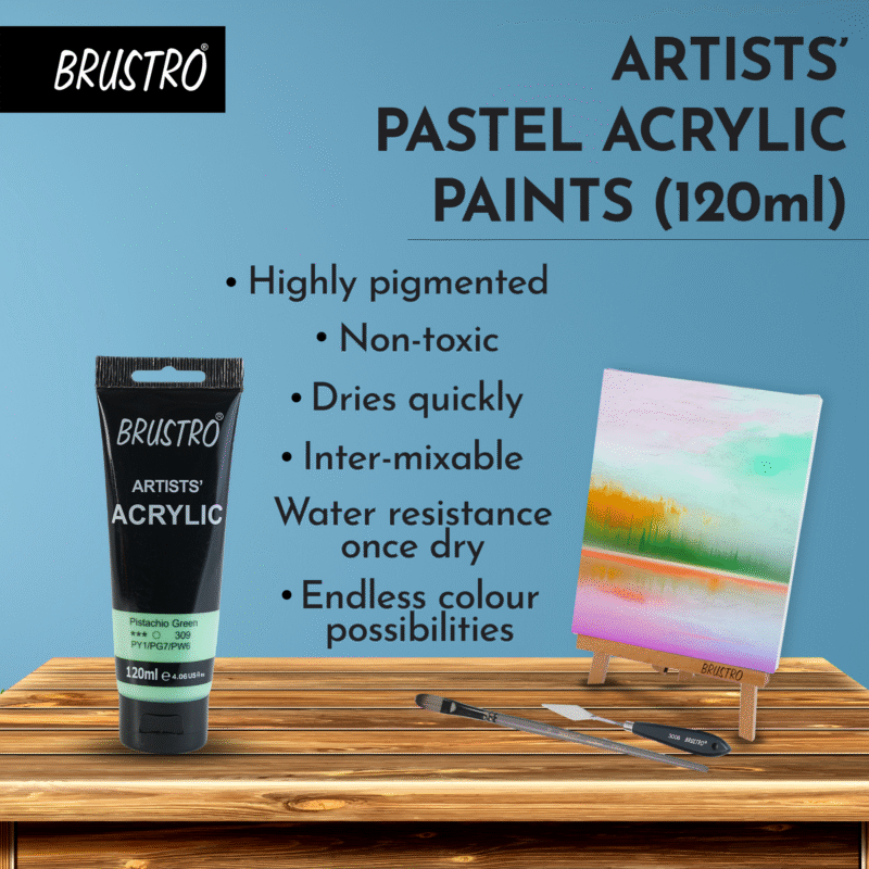 BRUSTRO Artists Acrylic 120ml Pistachio Green (Pastel Tone) - Image 4