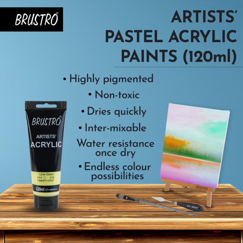 BRUSTRO Artists Acrylic 120ml Lime Green (Pastel Tone) - Image 4