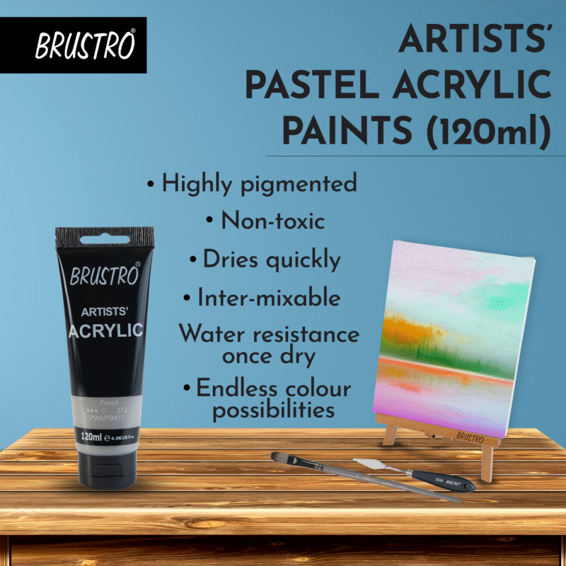BRUSTRO Artists Acrylic 120ml Fossil (Pastel Tone) - Image 4