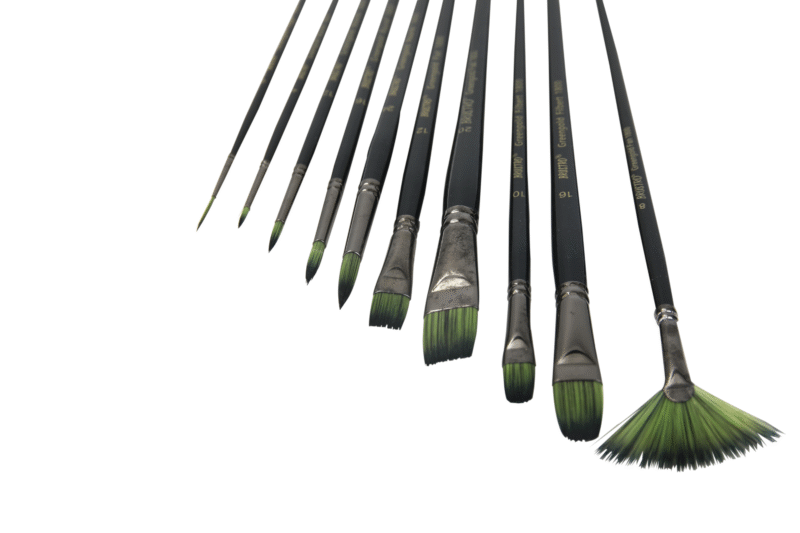 Brustro Artists Greengold Acrylic Brushes Assorted Set of 10. (Comes in an Elegant Black Zippered Wallet) - Image 3