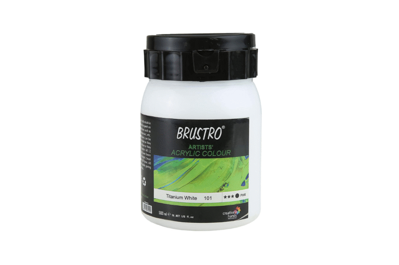 BRUSTRO Artists Acrylic Titanium Colour (500ml, White). - Image 2