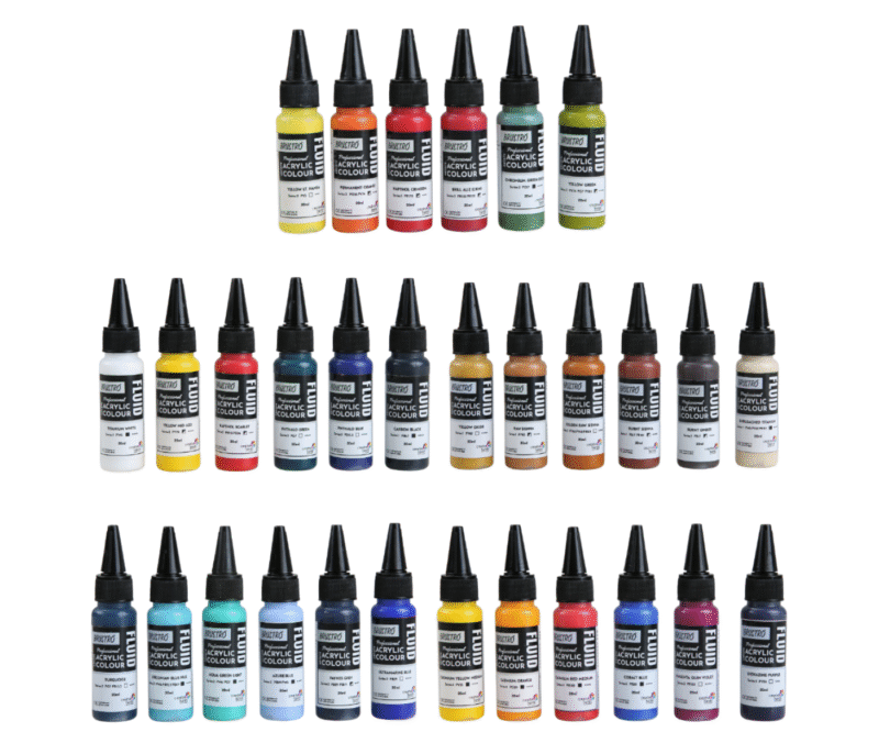 Brustro Professional Artists’ Fluid Acrylic 20 ml Full Range of 30 Shades - Image 2