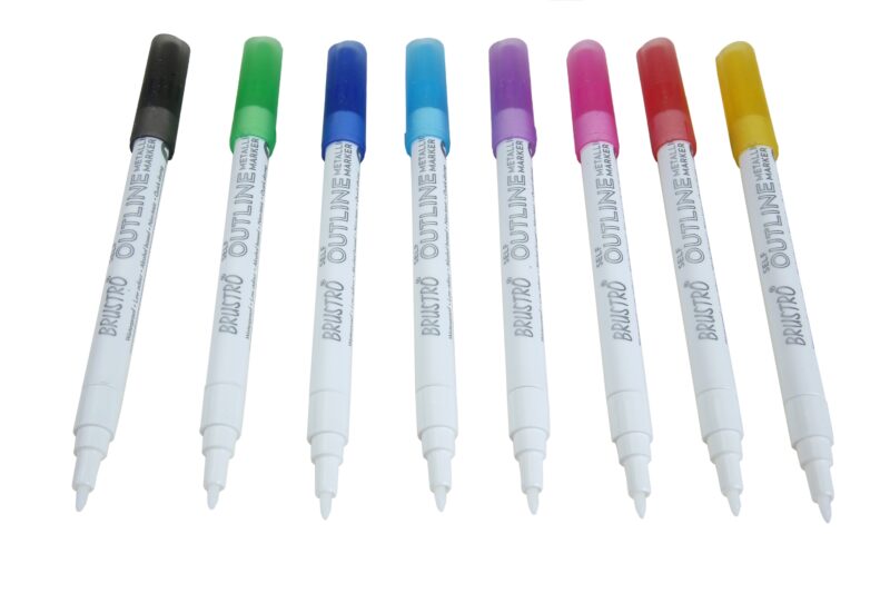 BRUSTRO Self Outline Metallic Marker Set Of 8 - Image 2