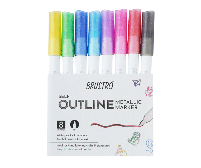 BRUSTRO Self Outline Metallic Marker Set Of 8 - Image 6