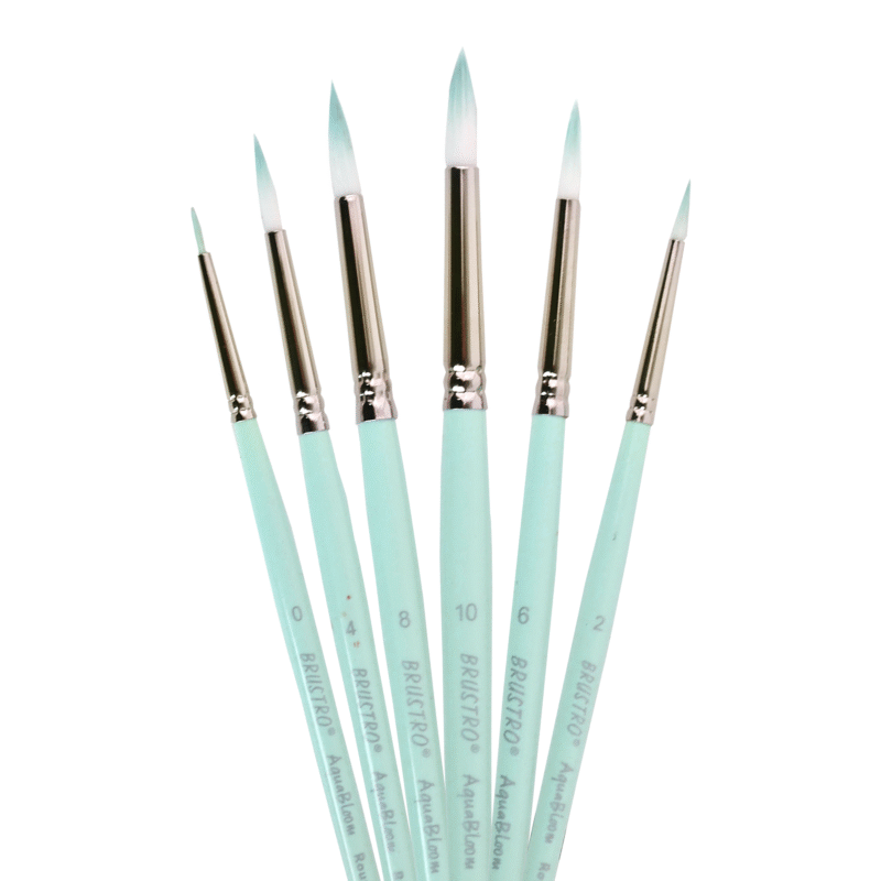 BRUSTRO AquaBloom Artist's Paint Brushes | Round | Set of 6 - Sizes (0, 2, 4, 6, 8, 10) | Wooden Handle, Comfortable Grip, Synthetic Bristles, Ideal for Watercolour, Gouache, Painting. - Image 6