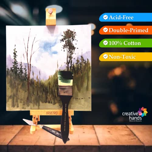 BRUSTRO Artists ’ Acrylic Colour Set of 24 with Gold Taklon Brush Set of 10 and 5 Canvas Boards (4x6, 6x8, 8x10, 10x12, 10x14) - Image 2