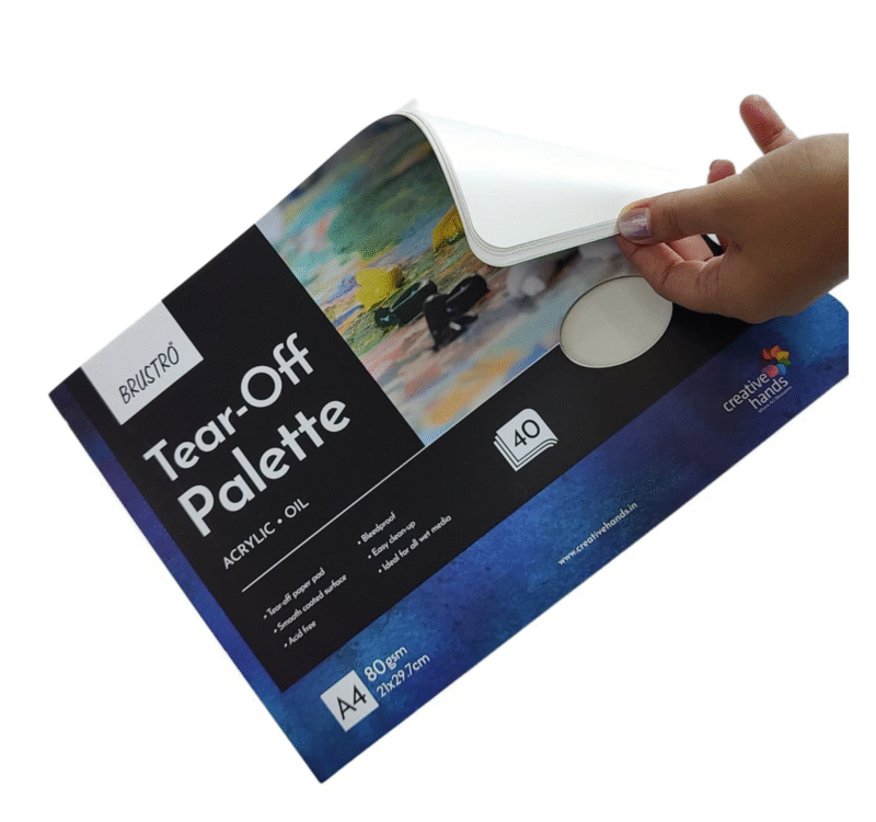 BRUSTRO Artists ’ Acrylic Colour Set of 24 with Gold Taklon Brush Set of 10, Acrylic Paper 400 GSM A4-12 Sheets and an A4 Size Tear Off Paper Palette. - Image 3