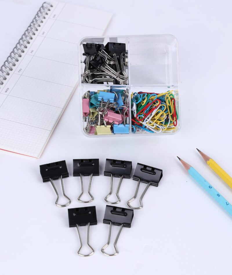 BRUSTRO Assorted Clip Box | Includes 120 Paper Clips-28mm & 56 Binder Clips (25mm- 6 pcs| 19mm- 15 pcs| 15mm- 35pcs) | Home, Office, Stationery use, Ideal for Students and Adults, Reusable, Flexible - Image 14
