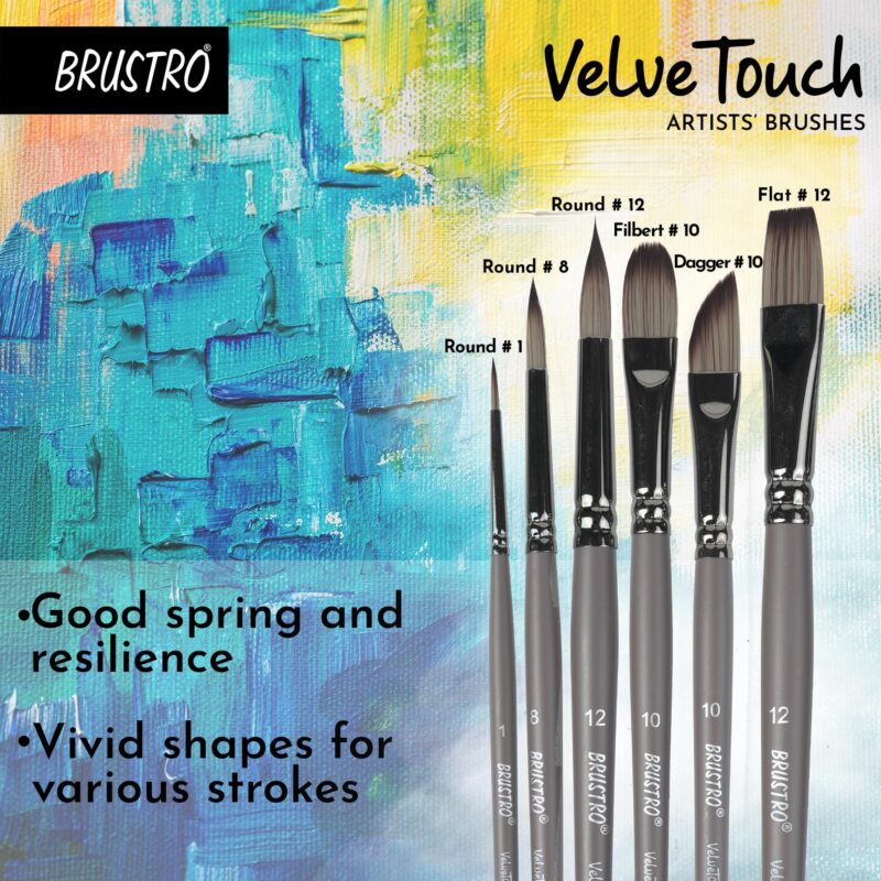 BRUSTRO Artists Gouache Colour Set of 24 Colours X 12ML Tubes with 25% Cotton Watercolour Wiro Journal Cold Pressed 200 GSM A5-25 Sheets and VelveTouch Artist Brushes set of 6 - Image 6