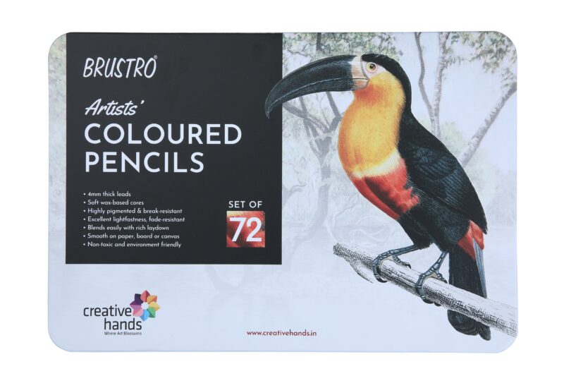BRUSTRO Artists Colour Pencil | 6B, Set of 72 (in an Elegant tin Box) | Ideal for Students,Adults,Multiple Colors,Bright,Vibrant,Fade Resistant,DIY Art,Highly Pigmented, School, Safe use for Children - Image 6