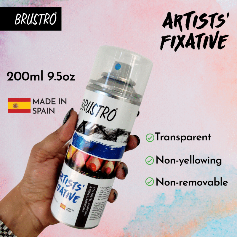 BRUSTRO Artist's Fixative Spray Can | 200ml | Transparent | Perfect use on Pastel Colors,Charcoal, Chalk Drawing,Non-yellowing Pencil & Sketching Artworks, Proffessional Arts, Fast Drying - Image 3