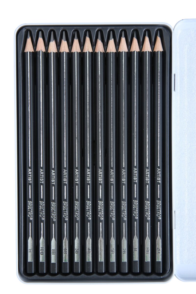 BRUSTRO Fine Art Graphite Pencil Set |10B - 2H | Pack of 12 with Elegant Tin Box| Ideal for Students and Adults, Drawing, Sketching, Mandala Shading, Pencils For Beginners and Artists - Image 8