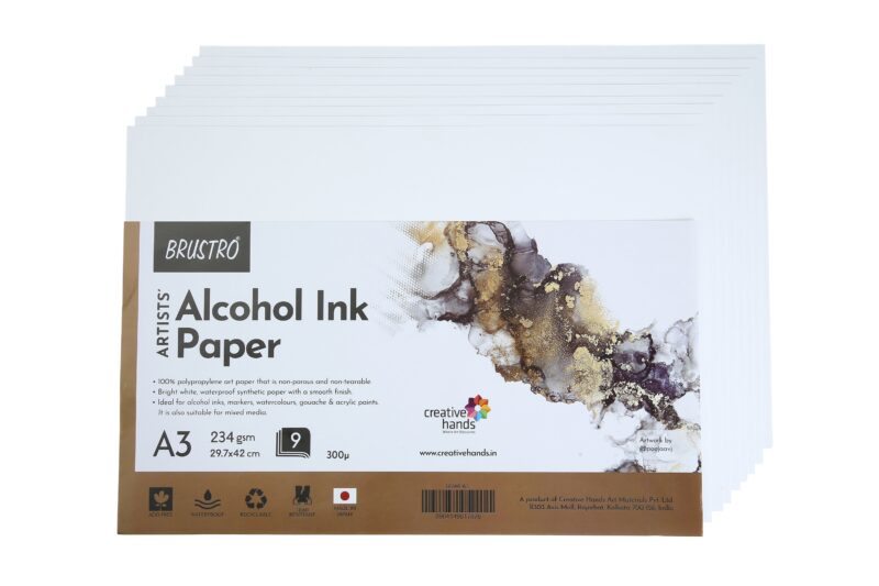 Brustro Artists Alcohol Ink Paper 234 GSM, 300 Micron, Size - A3 (Pack of 9 Sheets) - Image 2
