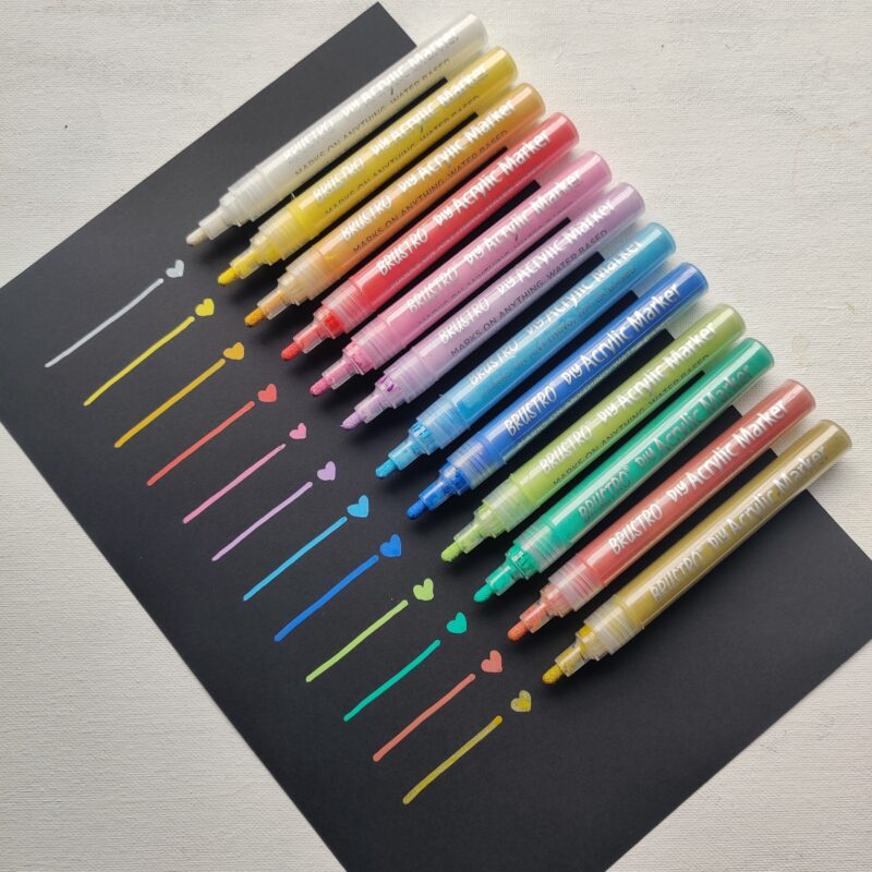 Brustro (DIY) Acrylic Marker Set of 12 Vibrant Colours - Image 4