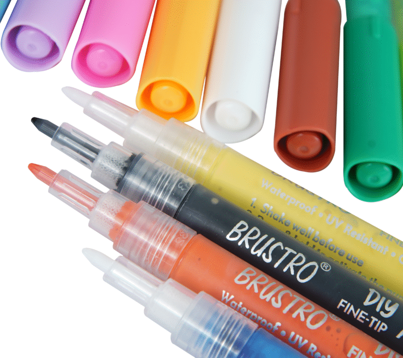 Brustro Acrylic (DIY) Fine Tip Marker Set of 12 - Basic 0.8MM for Craftworks, School Projects, and Other Presentations