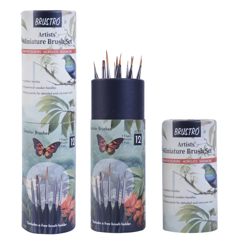 BRUSTRO Artists’ Miniature Precision Brushes - Set of 12 | Synthetic Bristles, Detail Fine Tip | Ideal for Watercolour, Acrylic, Gouache & Oil Colors , Art Painting Tools, Paint Brush Set. - Image 2