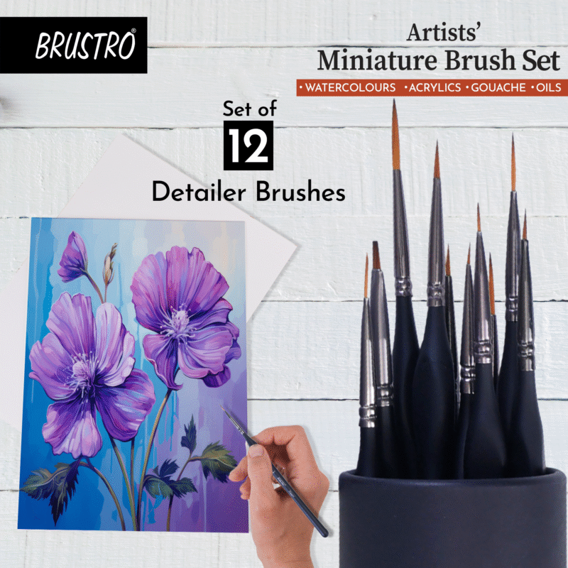 BRUSTRO Artists’ Miniature Precision Brushes - Set of 12 | Synthetic Bristles, Detail Fine Tip | Ideal for Watercolour, Acrylic, Gouache & Oil Colors , Art Painting Tools, Paint Brush Set. - Image 5