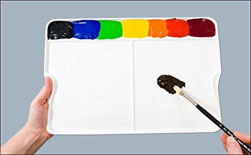 BRUSTRO Artists’ Rectangular Peel Off Painting Palette for Oil, Acrylic, Watercolour and Gouache with 3 mixing areas 34x20cm - Image 3