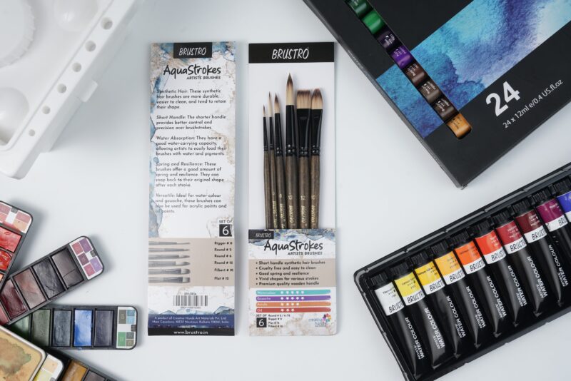 BRUSTRO Artists ’ Watercolour Set of 24 Colours X 12ML Tubes with 25% cotton 300gsm A5 spiral pad and Aqua Strokes brush set of 6 - Image 5