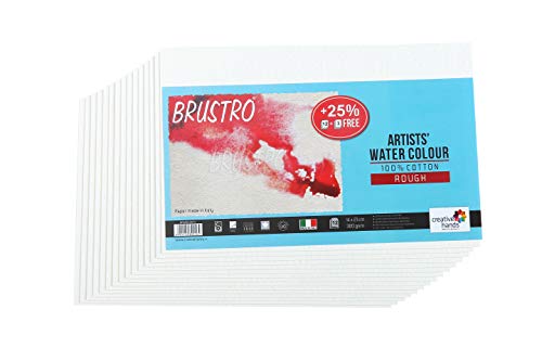 Brustro Artists’ Watercolour Paper 300 GSM 14 cm x 21 m Rough (Pack of 12 + 3 Free Sheets) - Image 2