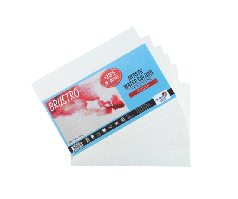 Brustro Artists’ Watercolour Papers 100% Cotton 300 GSM A4 Rough (Pack of 5 + 1 Free Sheet) - Image 4