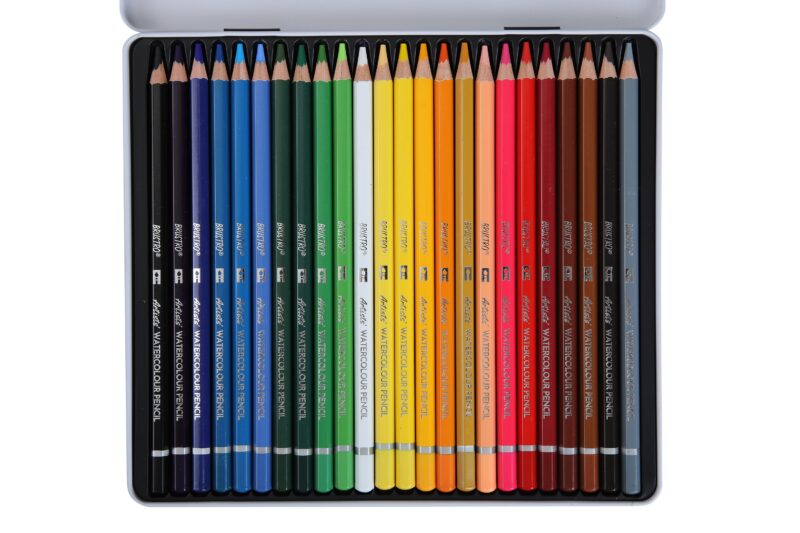BRUSTRO Artists Watercolour Pencil |Set of 24 (in Elegant tin Box)|Ideal for Artists, Students, Drawing,Colouring,Painting on Paper, water soluble, Professional Quality, Break-resistant,Vibrant Colors - Image 7