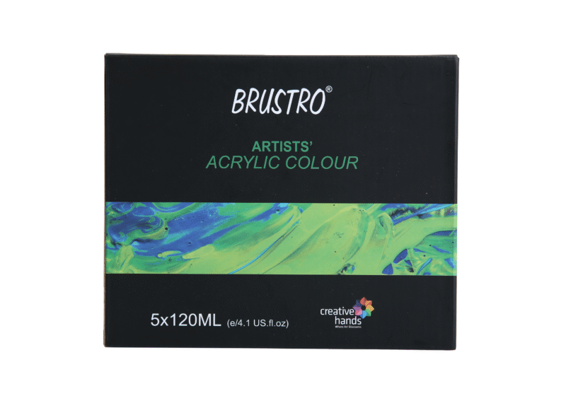 Brustro Artists' Acrylic 120ml, Pack of 5 Primary Shades (Titanium White, Cad Yellow, Ultramarine, Cadmium Red & Ivory Black) - Image 5