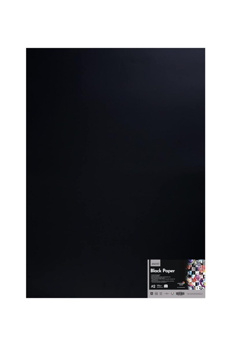 Brustro Black Paper - 200 GSM A2 (Pack of 12 Sheets) - Image 2