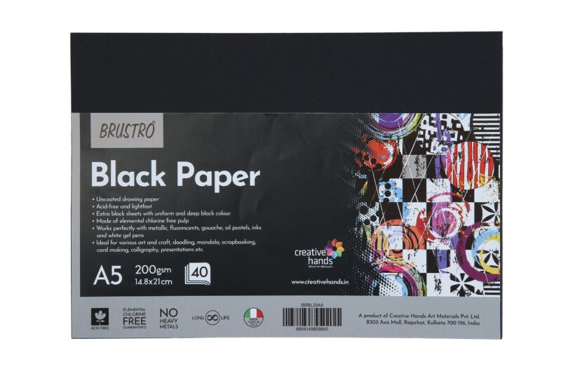 Brustro Black Paper - 200 GSM A5 Pack of 2 (40 Sheets Each Pack) - Image 2