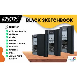 Brustro Black Sketchbook, Wiro Bound, Size A4, 200GSM (40 Sheets) 80 Pages - Image 3