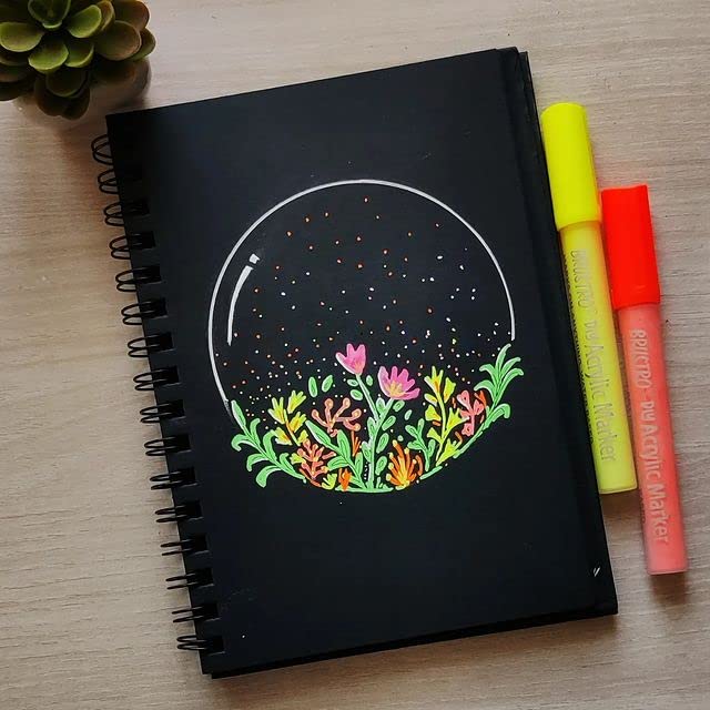 Brustro Black Sketchbook, Wiro Bound, Size A4, 200GSM (40 Sheets) 80 Pages - Image 6