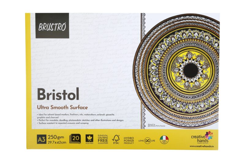 BRUSTRO Bristol Ultra Smooth Glued Pad 250 GSM , A3 - 20 Sheets - Image 2