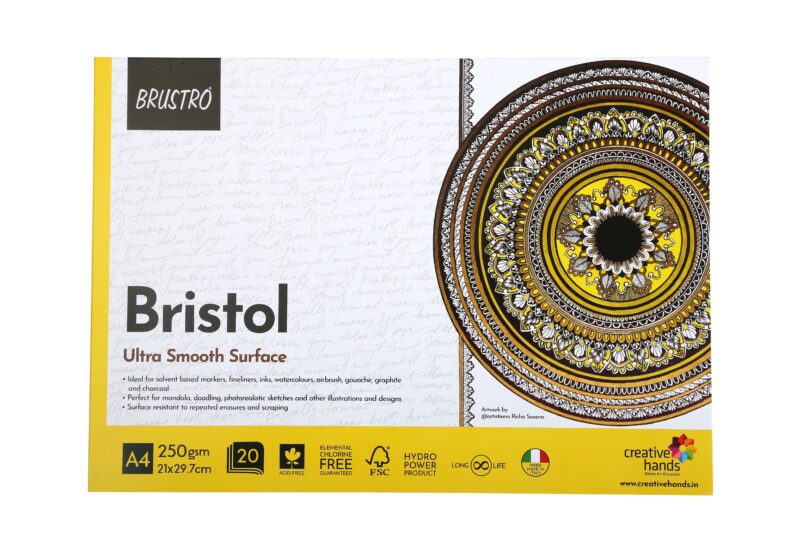 BRUSTRO Bristol Ultra Smooth Glued Pad 250 GSM A4-20 Sheets - Image 2