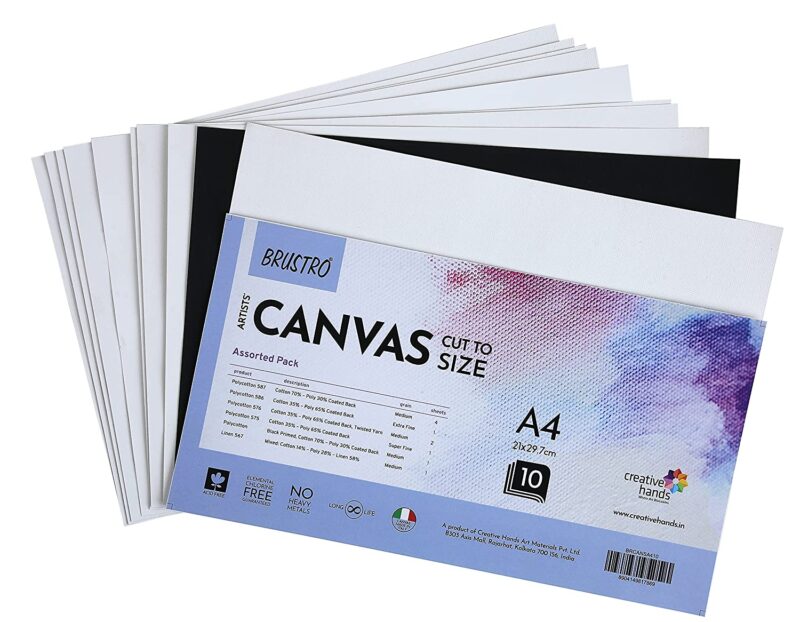 Brustro Artists Canvas Cloth Cut to Size Assorted A4 (Pack of 10) - Image 2