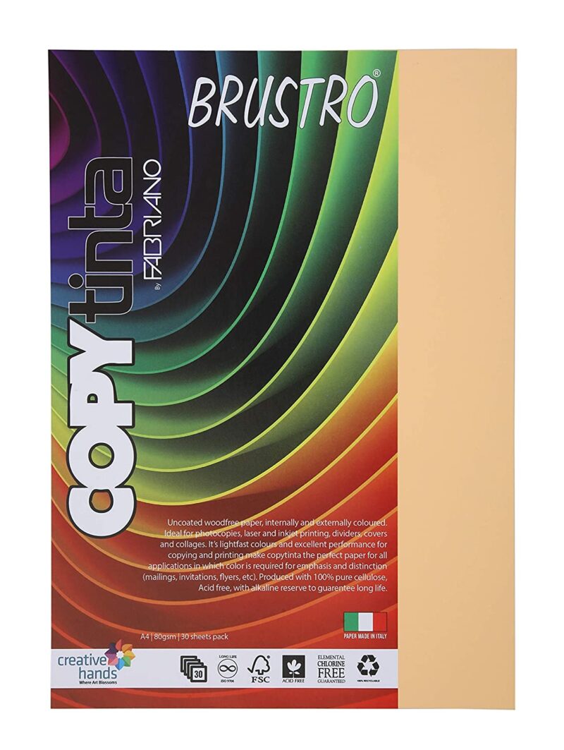 BRUSTRO Copytinta Coloured Craft Paper A4 Size 80 GSM Pastel Green Shade, 30 Sheets Pack. Double Side Coloured for Office Printing, Art, Origami, Craft. VERDE CHIARO - Image 3
