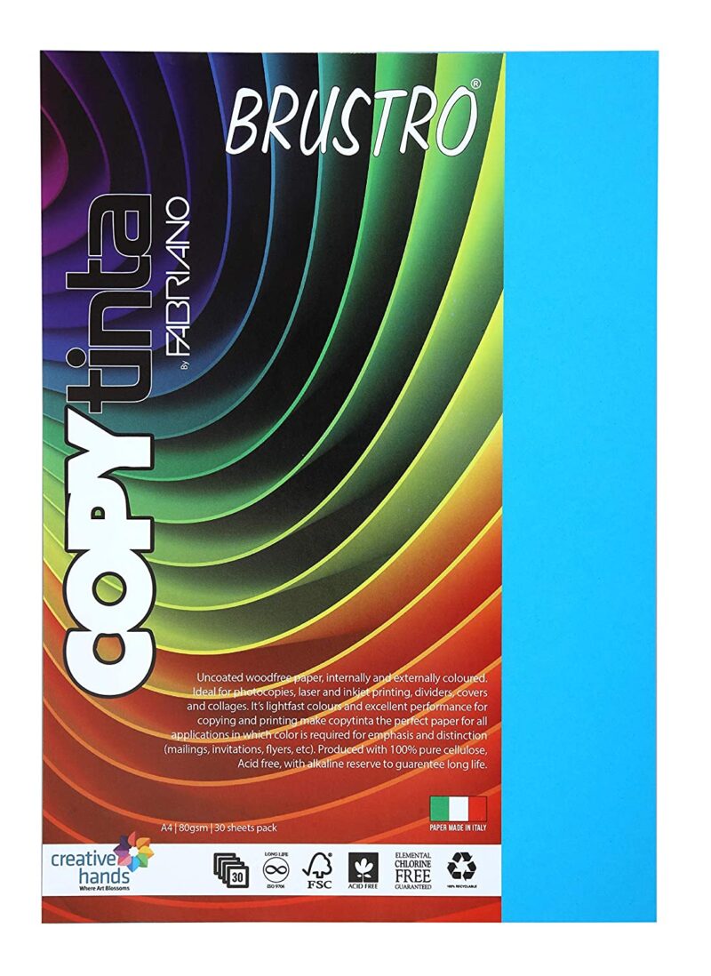 BRUSTRO Copytinta Coloured Craft Paper A4 Size 80 GSM Pastel Green Shade, 30 Sheets Pack. Double Side Coloured for Office Printing, Art, Origami, Craft. VERDE CHIARO - Image 7