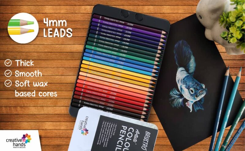 BRUSTRO Artists Colour Pencil Set of 72 (in Elegant tin Box) with Drawing Glued Pad - Image 5