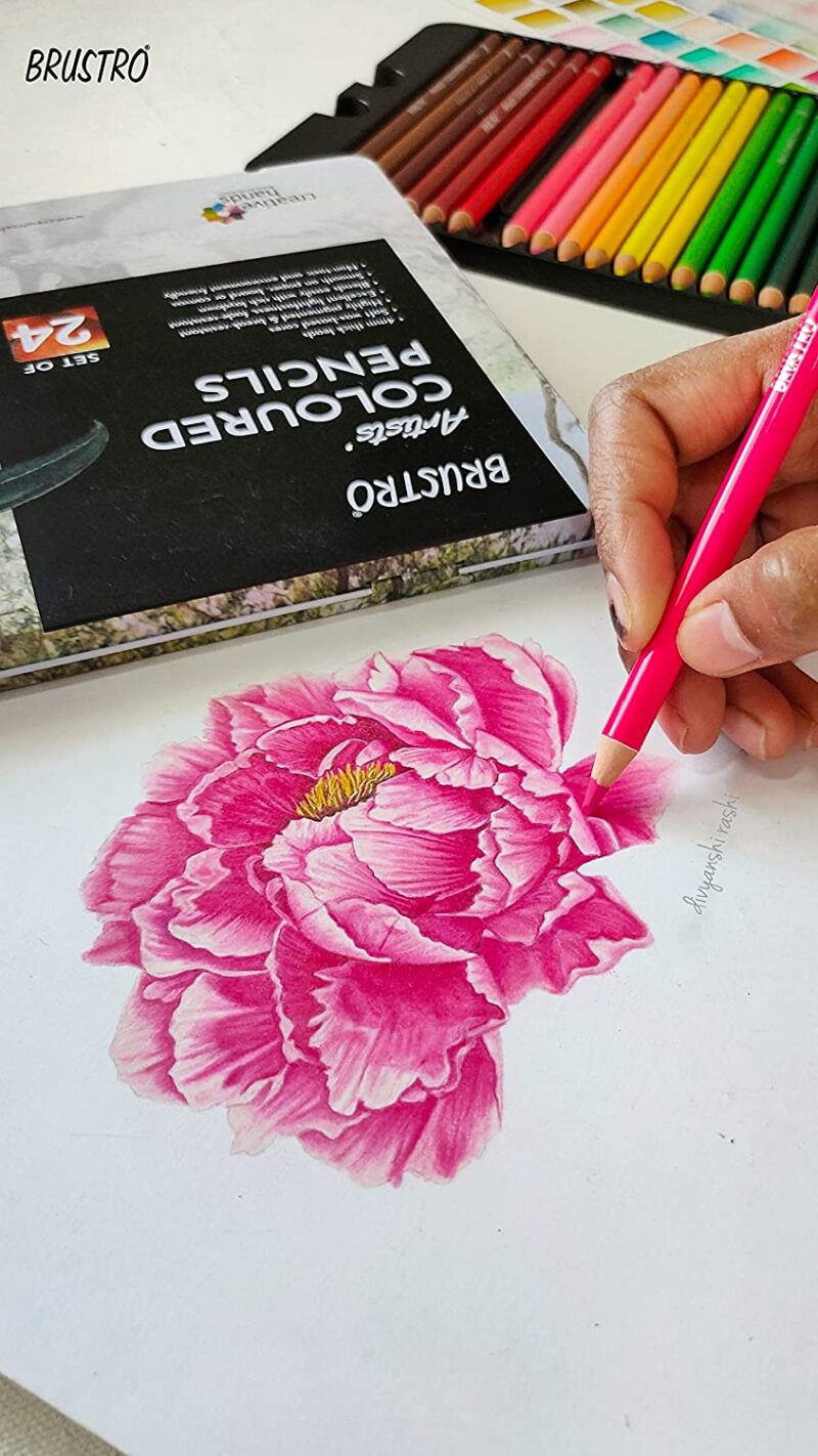 BRUSTRO Artists Colour Pencil Set of 72 (in Elegant tin Box) with Drawing Glued Pad - Image 7