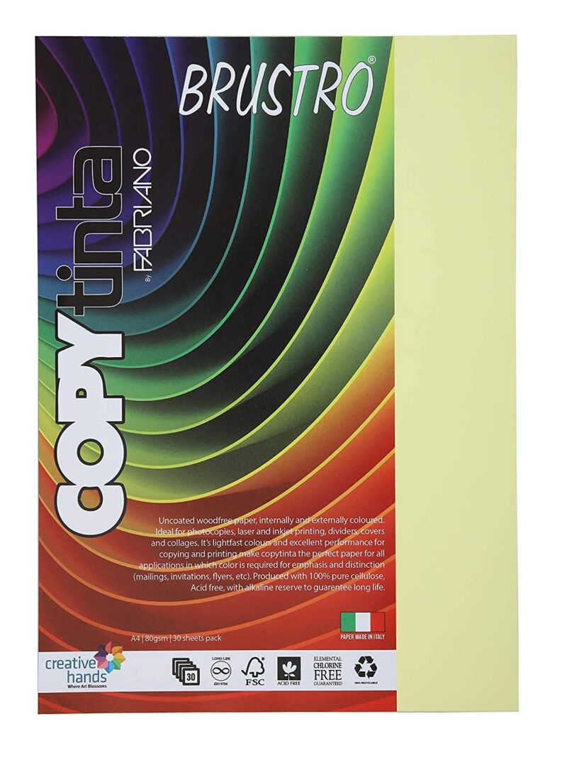 BRUSTRO Copytinta Coloured Craft Paper A4 Size 80 GSM Pastel Green Shade, 30 Sheets Pack. Double Side Coloured for Office Printing, Art, Origami, Craft. VERDE CHIARO - Image 18