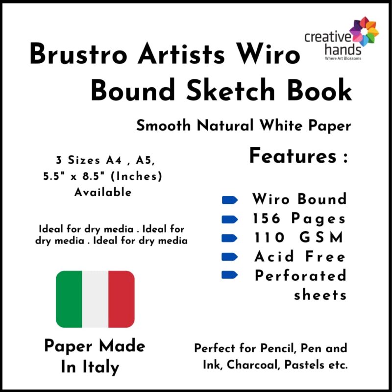Brustro Artist Wiro Bound Sketch Book Journal A5 Size, 156 Pages, 110 GSM - Image 3
