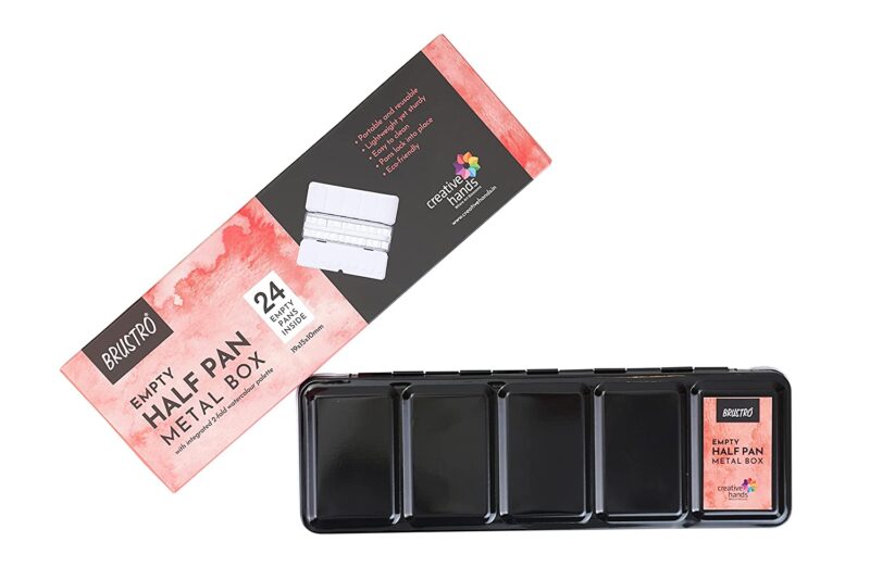 Brustro Empty Watercolour 24 Half Pan Metal Box (Pans Included) - Image 3