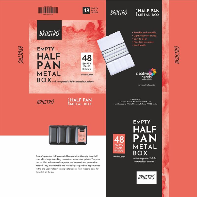 Brustro Empty Watercolour 48 Half Pan Metal Box (Pans Included) - Image 6