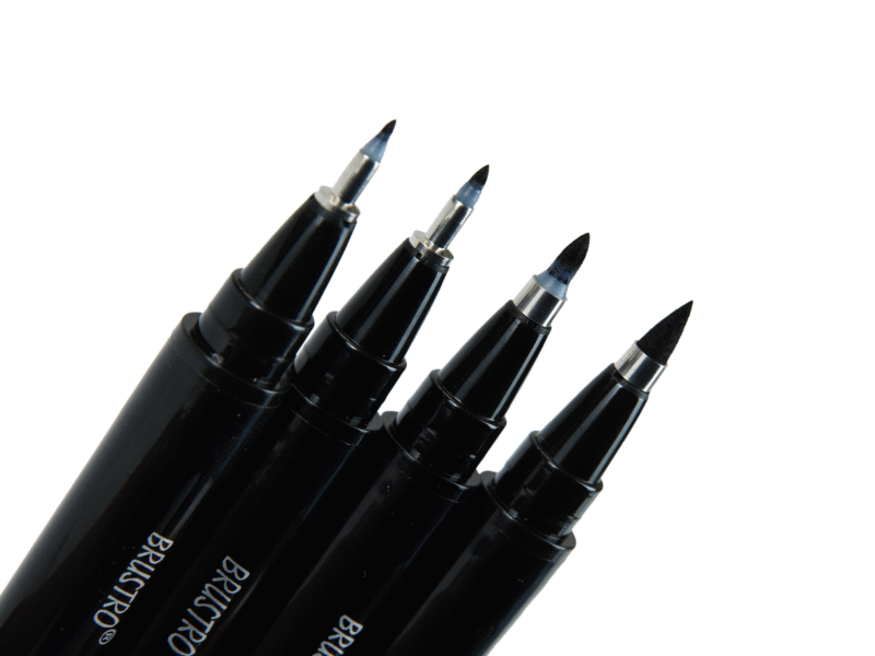 Brustro Fude Hard-tip Black Ink Brush Pen Set of 4. (Extra-fine/Fine/Medium/Bold) - Image 2