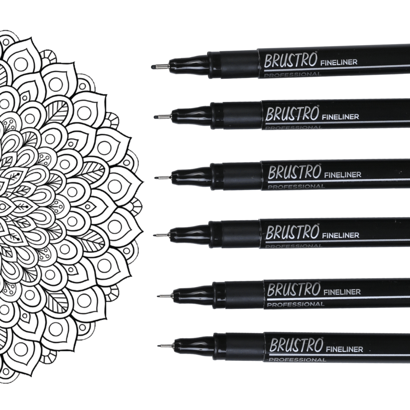 BRUSTRO Professional Pigment Based Fineliner | Black | Set of 6 - Tip Size 0.05mm, 0.1mm, 0.2mm, 0.3mm, 0.5mm, 0.8mm |Ideal For Technical Drawing,Waterproof,Artist Illustration,Sketching,Mandala - Image 8
