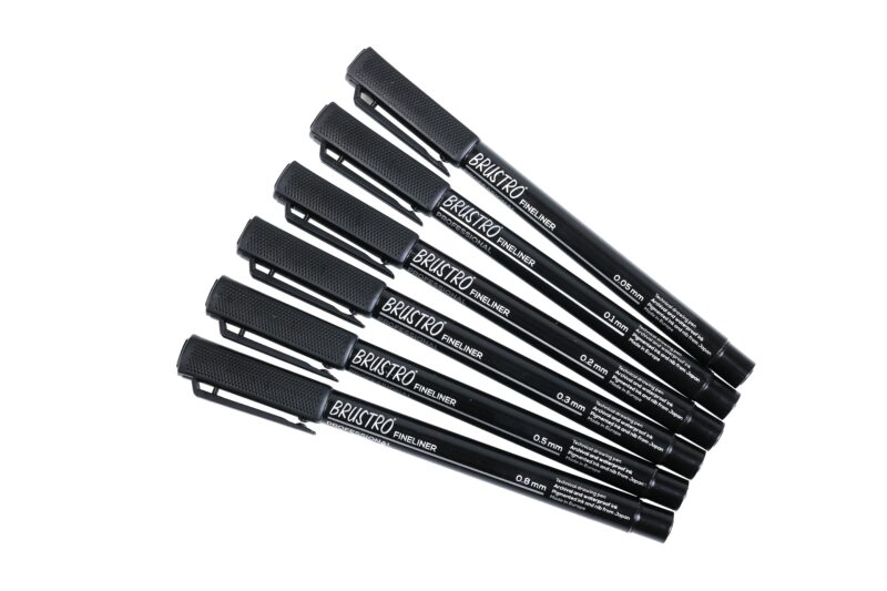BRUSTRO Professional Pigment Based Fineliner | Black | Set of 6 - Tip Size 0.05mm, 0.1mm, 0.2mm, 0.3mm, 0.5mm, 0.8mm |Ideal For Technical Drawing,Waterproof,Artist Illustration,Sketching,Mandala - Image 4