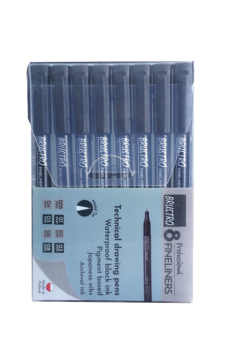 Brustro Professional Pigment Based Fineliner - Set of 8 (Black) - Image 6