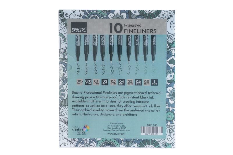 Brustro Professional Pigment Based Fineliner - Set of 10 (Black) - Image 5