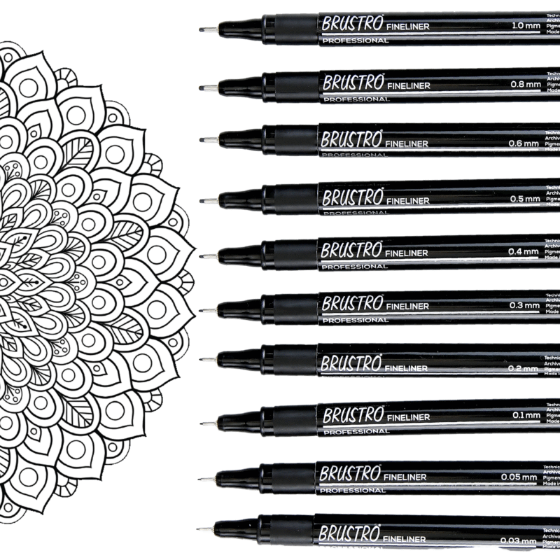 Brustro Professional Pigment Based Fineliner - Set of 10 (Black) - Image 9