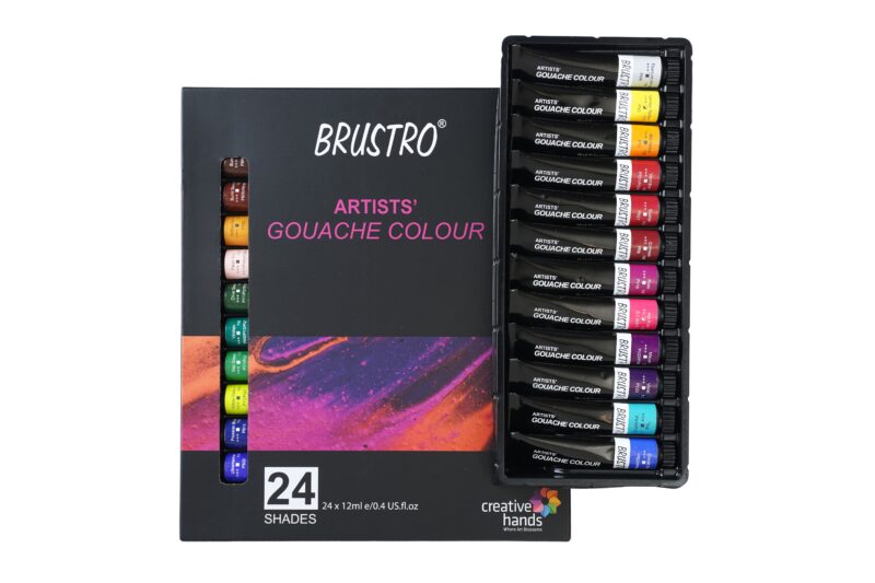 BRUSTRO Artist Gouache Colour Set of 24 Colours X 12ML Tubes with Watercolour Journal - Image 3